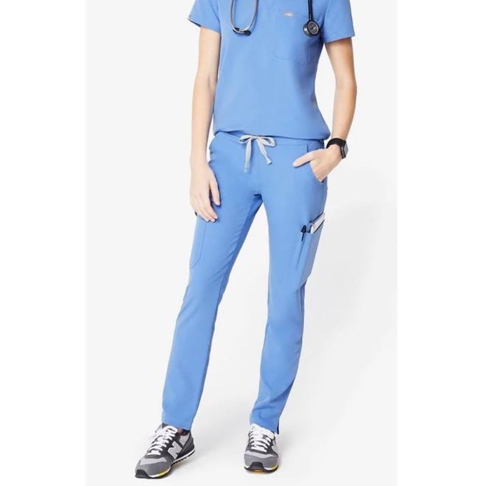 Figs Yola Skinny Scrub Pants - Ceil Blue